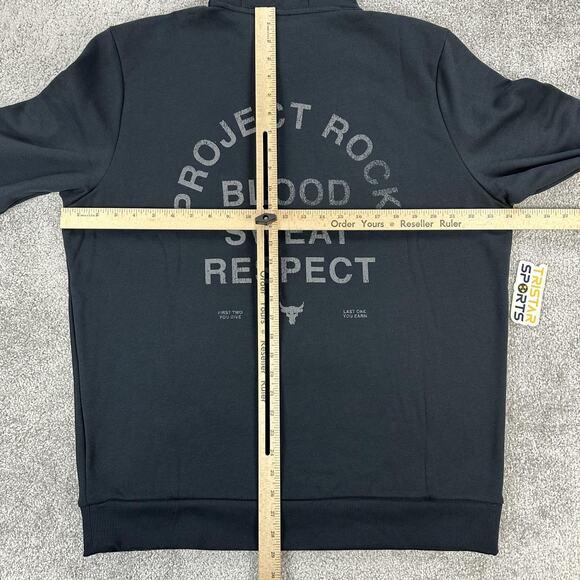 Under Armour Project Rock Rival Fleece Hoodie Mens Large Pullover Loose Bull - Picture 12 of 14